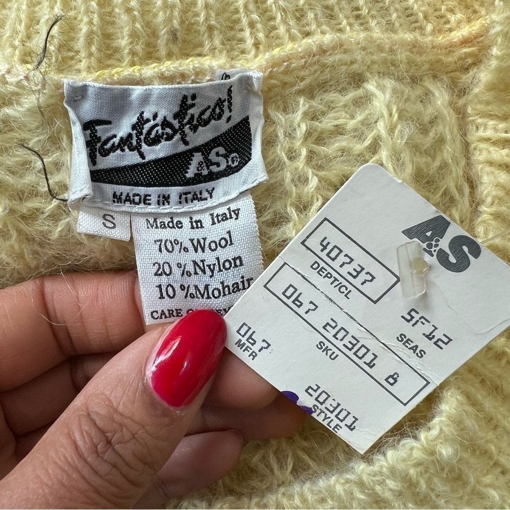NWT Vintage butter yellow knit sweater vest mohair wool whimsical kawaii pastel - Picture 7 of 12